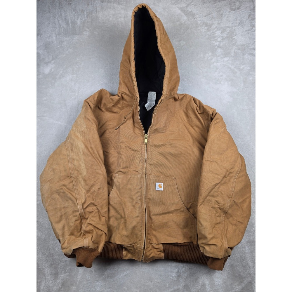 Vintage Carhartt Active Jacket Mens 4XL J140 Brown Duck Canvas Quilted *Read